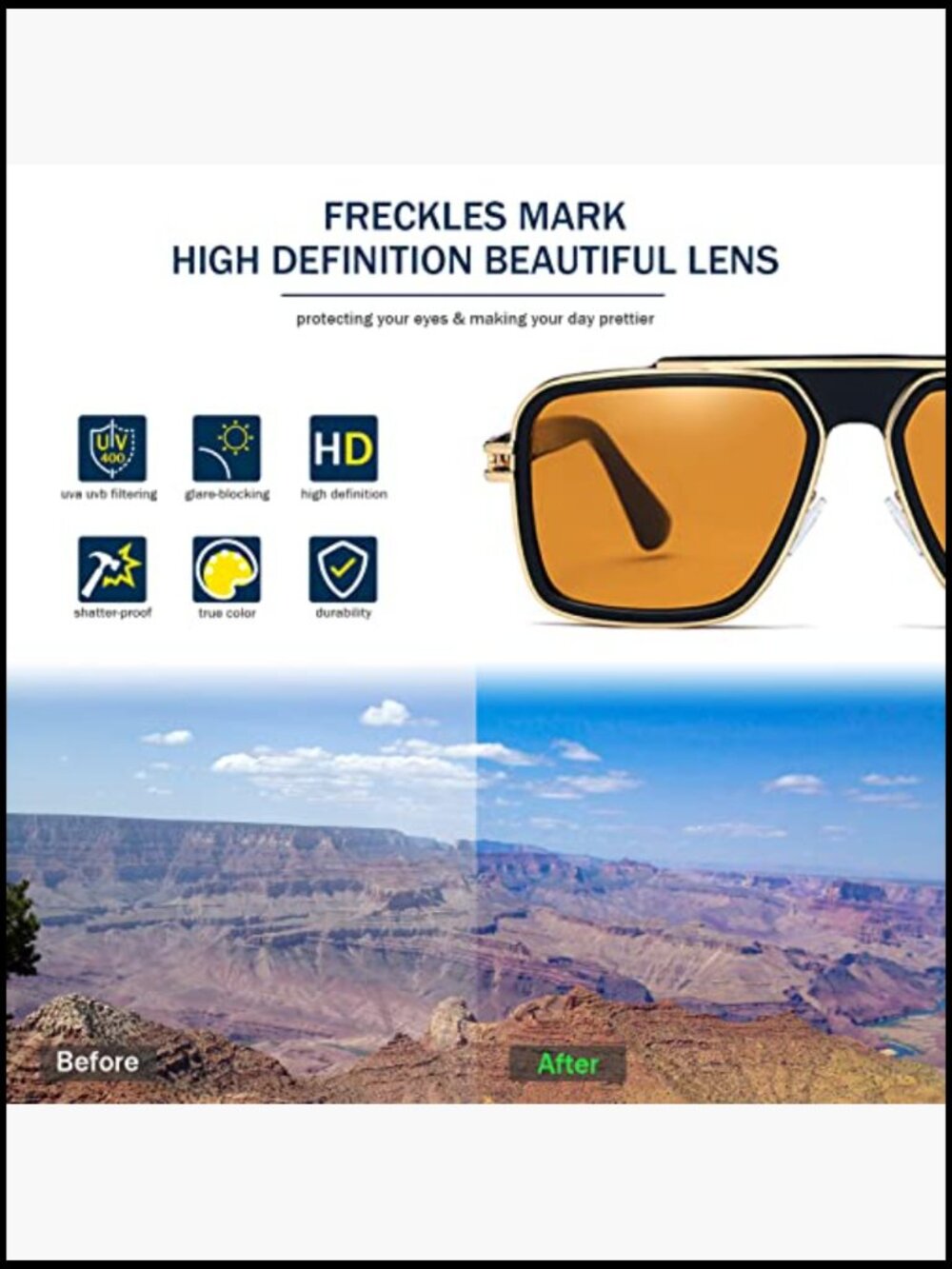 Retro Square Metal Sunglasses with UV400 Protection - Picture 5 of 6